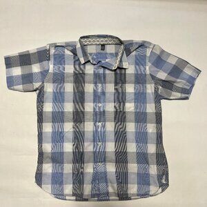 Van Heusen Short Sleeve Button Shirt Light Blue, Navy, White Large